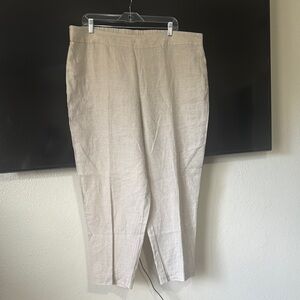Eileen Fisher Organic Linen Tapered Ankle Elastic Waist Pants Sz Xl NWOT